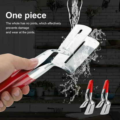 🔥Stainless Steel Kitchen Tongs, 3-in-1 BBQ Grill Tongs with Flipper & Turner, Multipurpose Cooking Tool for Steak Fish Meat