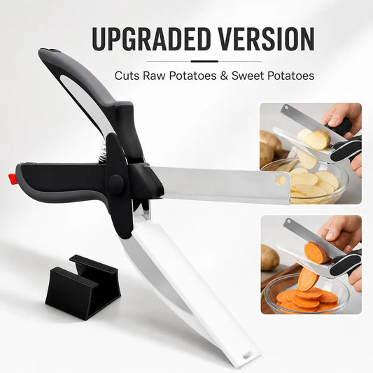 2-in-1 Kitchen Scissors with Cutting Board, Stainless Steel Food Shears