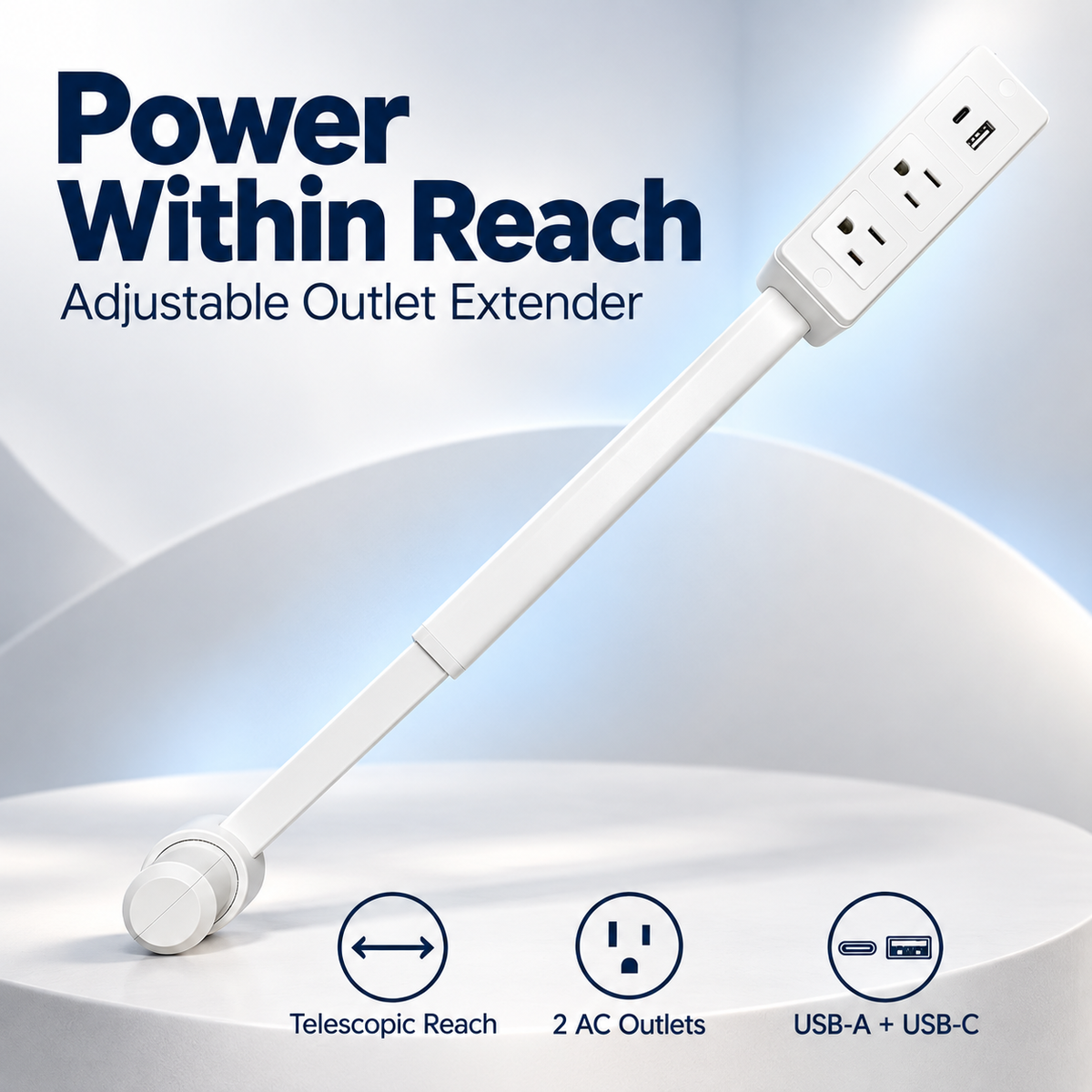 🔌 Extendable Outlet Extender with Rotating Base & USB-A/USB-C Charging