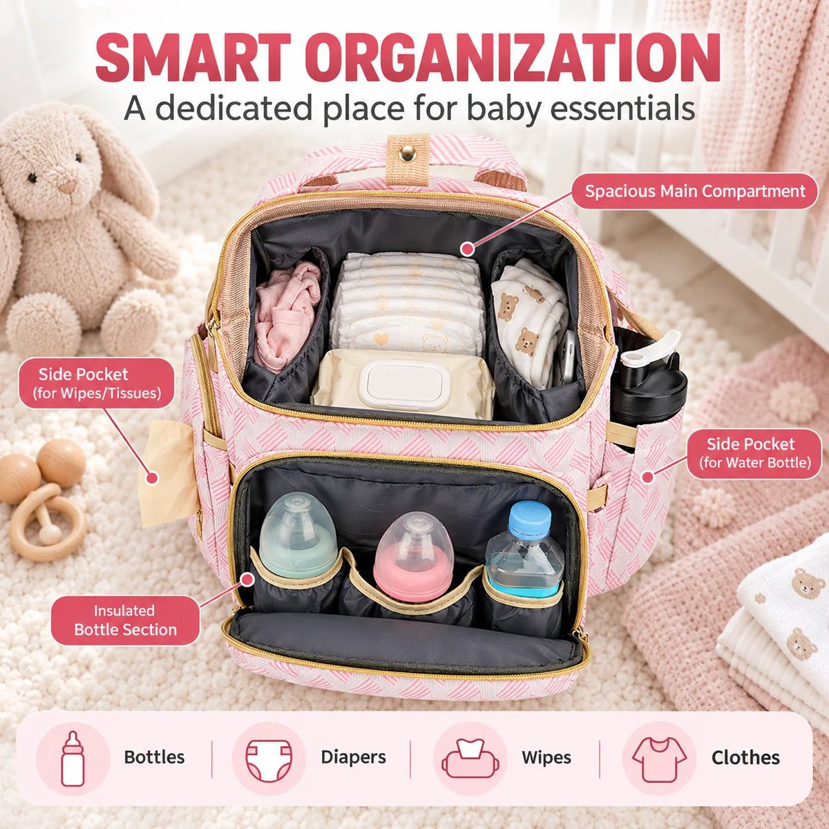 🍼3-in-1 Diaper Bag Backpack with Fold-Out Changing Station🍼