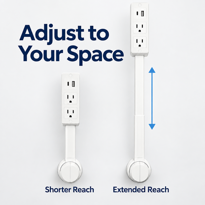 🔌 Extendable Outlet Extender with Rotating Base & USB-A/USB-C Charging