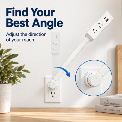 🔌 Extendable Outlet Extender with Rotating Base & USB-A/USB-C Charging