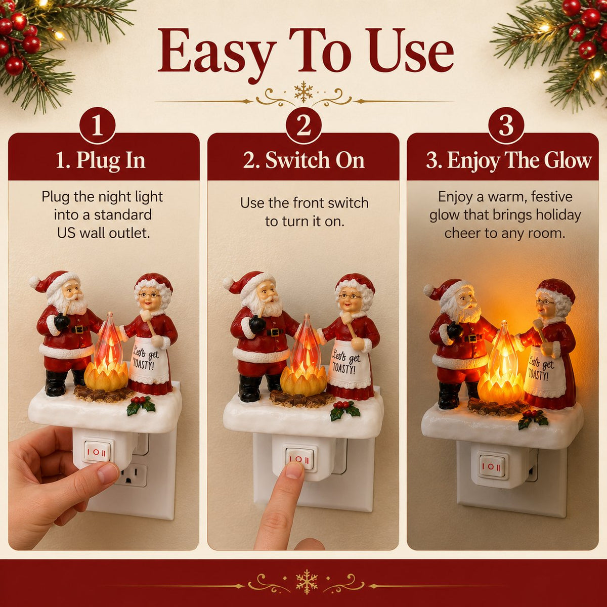 🎄 Santa & Mrs. Claus Christmas Plug-In Night Light
