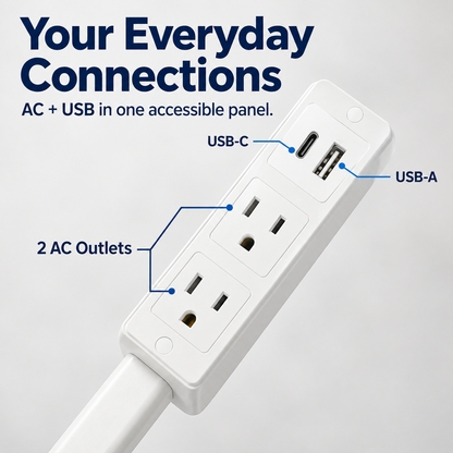 🔌 Extendable Outlet Extender with Rotating Base & USB-A/USB-C Charging