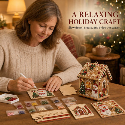 🎄 DIY 3D Jeweled Wooden Christmas Cottage Kit ✈️ Buy 2+ Get Free Shipping