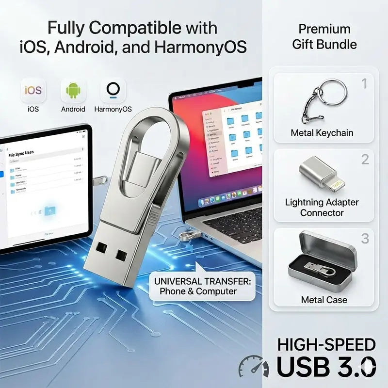 💾 3‑in‑1 USB Stick Drive – Dual‑Interface OTG Type‑C Flash Drive for Phone, Tablet & PC！！！