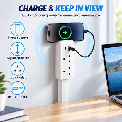 🔌 Extendable Outlet Extender with Rotating Base & USB-A/USB-C Charging
