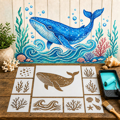 🔥 LAST DAY 49% OFF – 🐙Reusable Ocean Octopus Mural Stencil Set | Bring Plain Walls & Fences to Life with a Bold Underwater Scene 🌊🎨✨