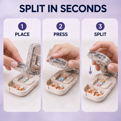 💊Portable Pill Cutter/Splitter & Storage Case (Cuts into 1/2, 1/3, or 1/4 portions)