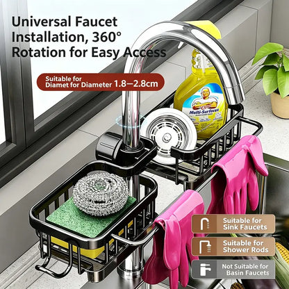 💦 Hanging Faucet Drain Rack with Drip Tray Stainless Steel Detachable
