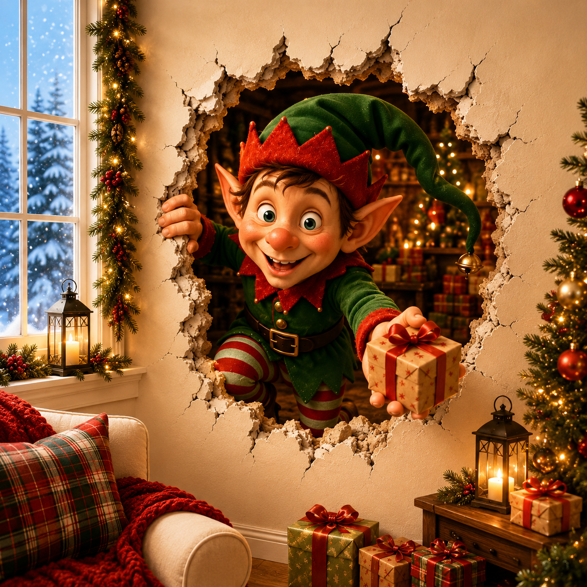 🔥Last Day 50% OFF-19.7'' Christmas Breaking Through the Wall Decal
