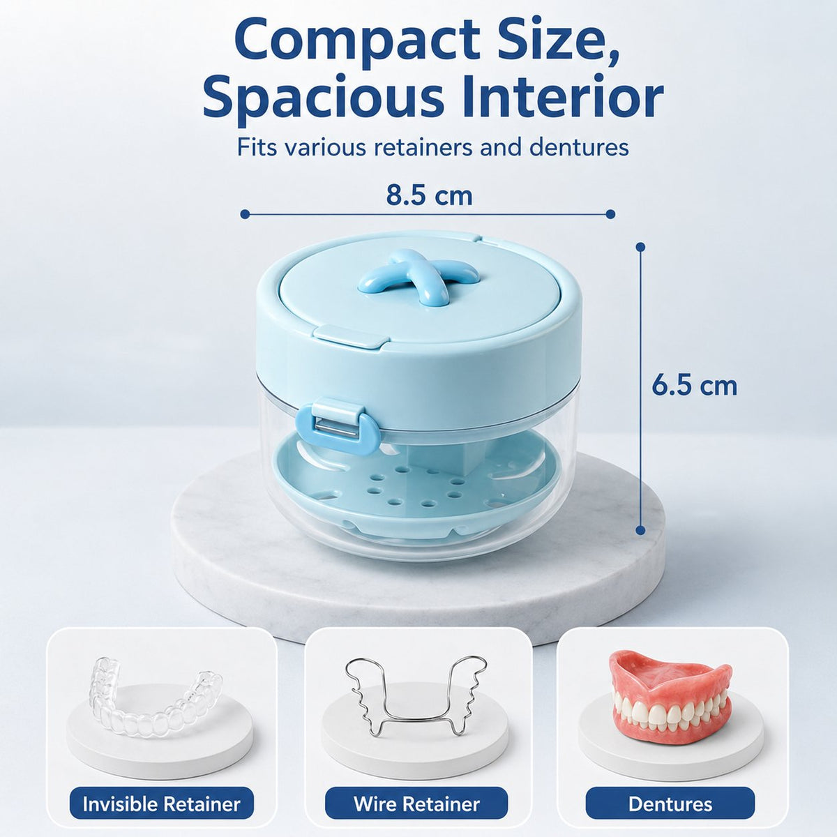 🦷✨3-in-1 Retainer Cleaning & Storage Case – Portable Leak-Resistant Soak Box with Drain Tray, Mirror & Cleaning Brush 🎁Buy 2 Free Shipping