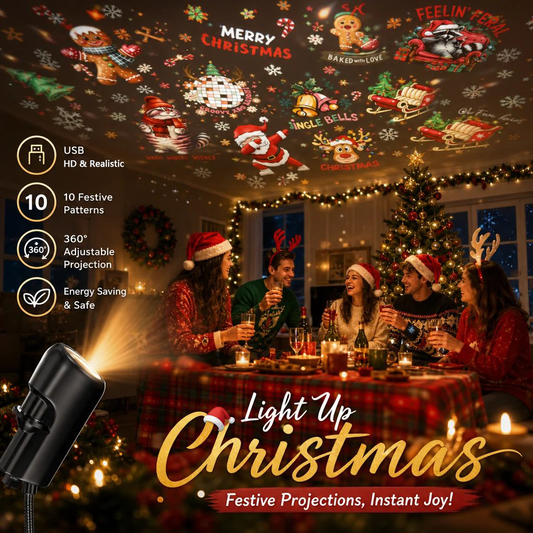 ✨HD Christmas Projector – 6 or 10 Festive Scenes
