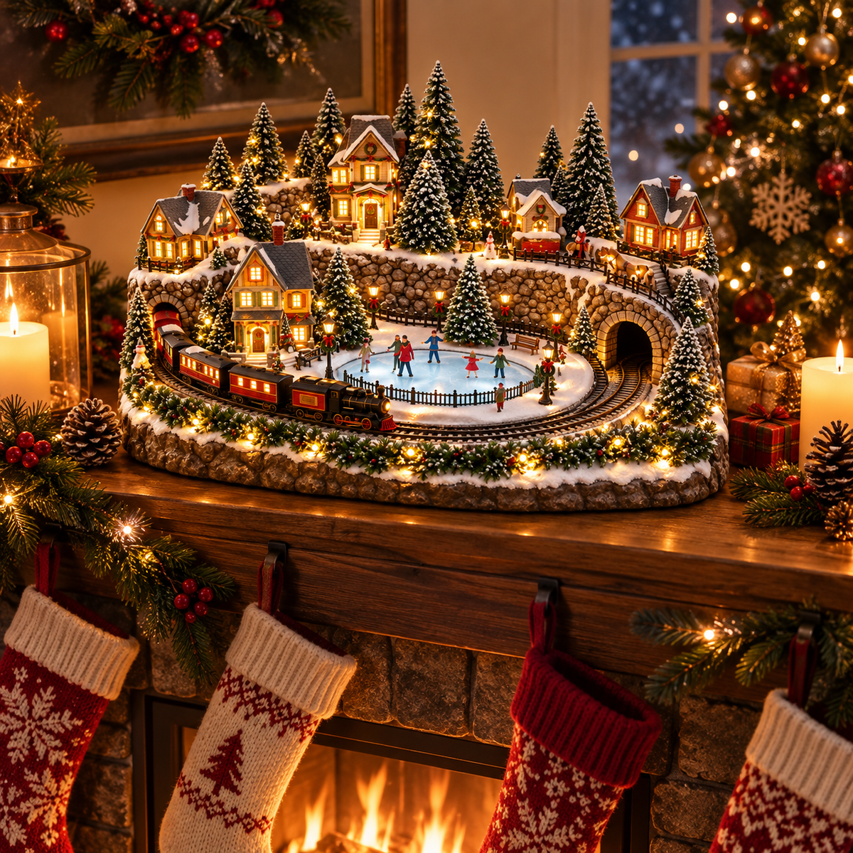 🎄🚂 49% OFF Today! ✨ Magical Christmas Train & Skating Rink – Bring Holiday Magic Home! ❄️🎁