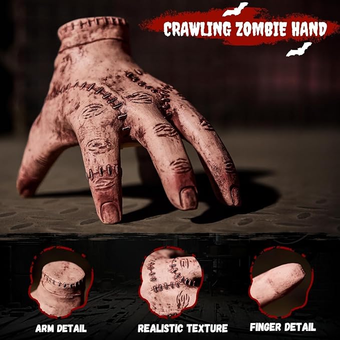 🎃Crawling Severed Hand Prop | Sound Activated Halloween Horror Decor👻