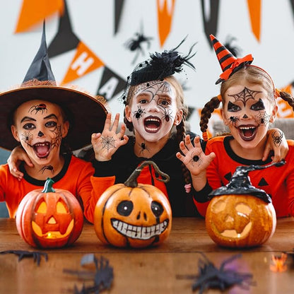 💀 Halloween Party Temporary Tattoos, Fun Face & Body Stickers for Kids & Adults🎃