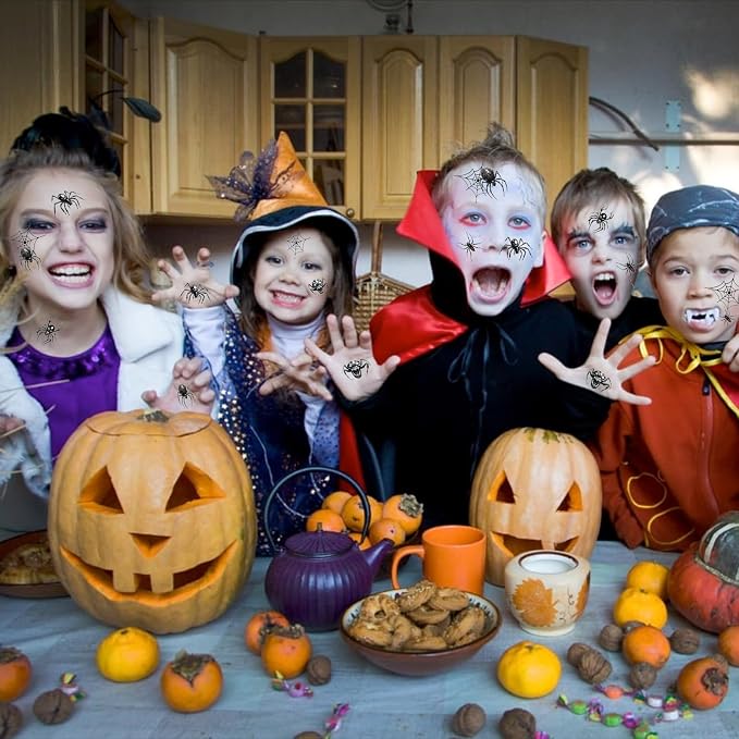 💀 Halloween Party Temporary Tattoos, Fun Face & Body Stickers for Kids & Adults🎃