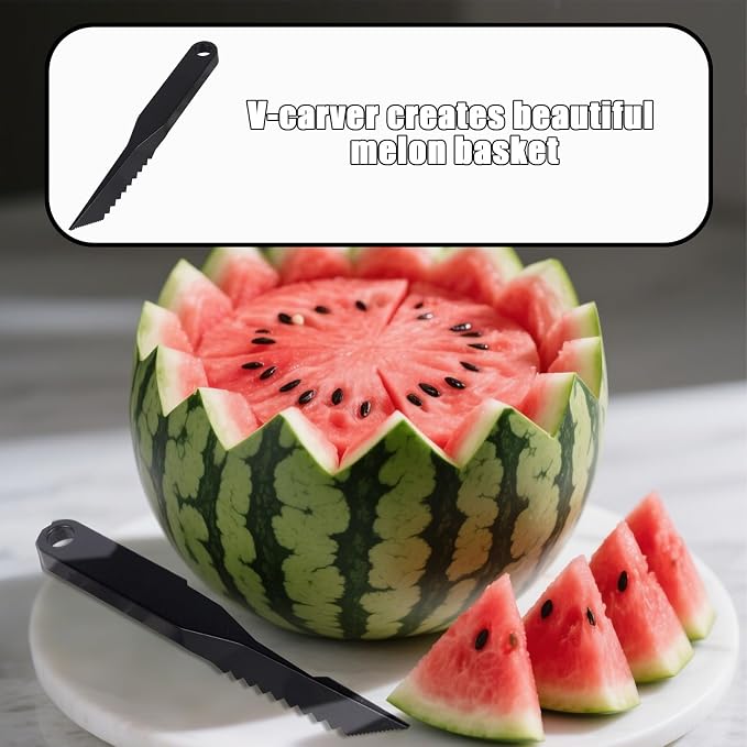 Fruit & Vegetable Carving Kit, Spiral Slicer + Serrated Knife for Party Fruit Platter Decor