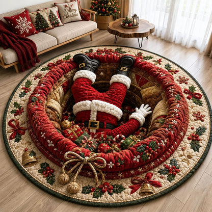 💯🎄3D Christmas Gnome Optical Illusion Round Rug | Fun Festive Home Decor Must‑Have⭐🏠🎁