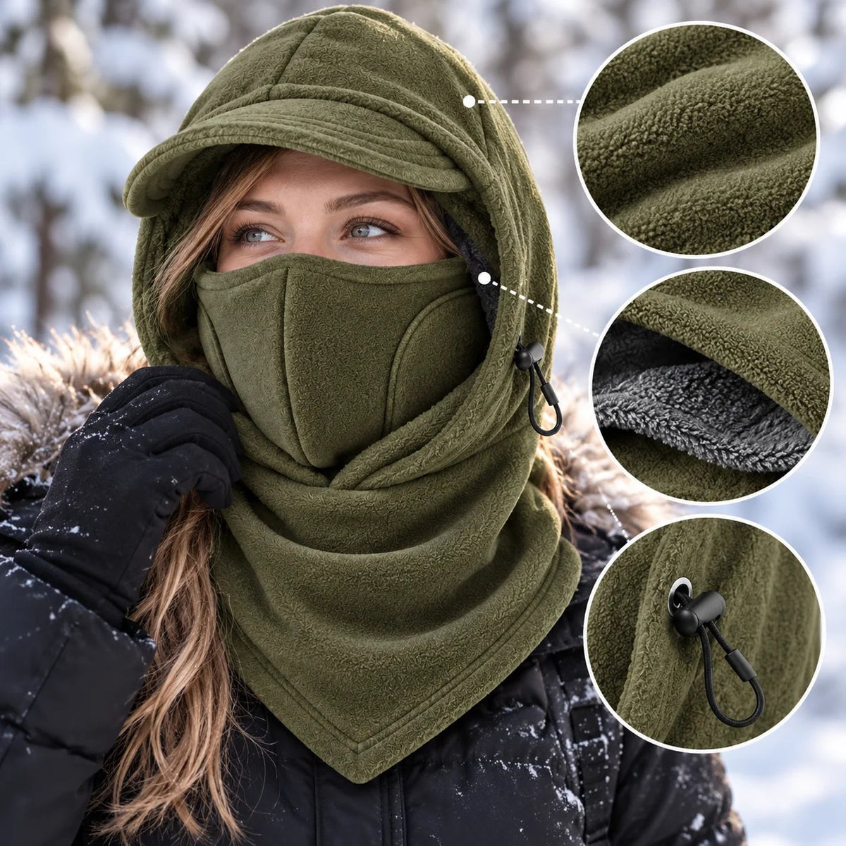 🔥Last Day 49% OFF🔥🥶Fleece Double Layer Integrated Mask Hat