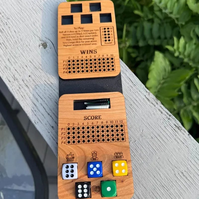 🔥 LAST DAY 49% OFF – ⚓ Ship, Captain, Crew Travel Dice Game | Compact Cherry-Wood Game with Dice, Scoring Pegs & Leatherette Carry Case for 2–4 Players 🎲✨