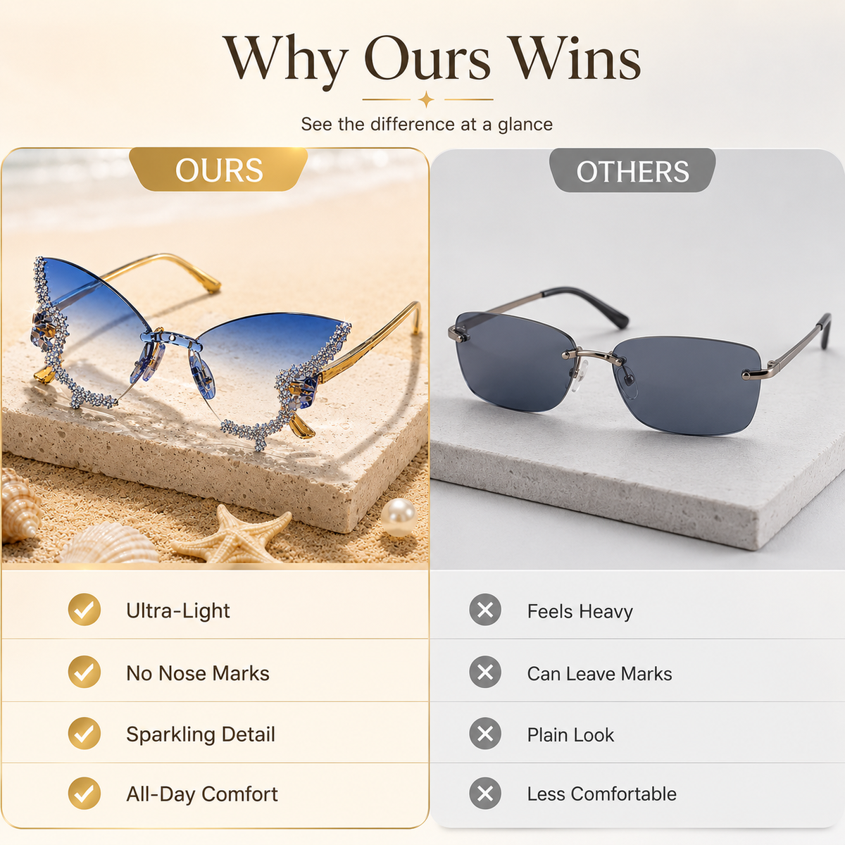 GlowButterfly™ Rimless Rhinestone Sunglasses