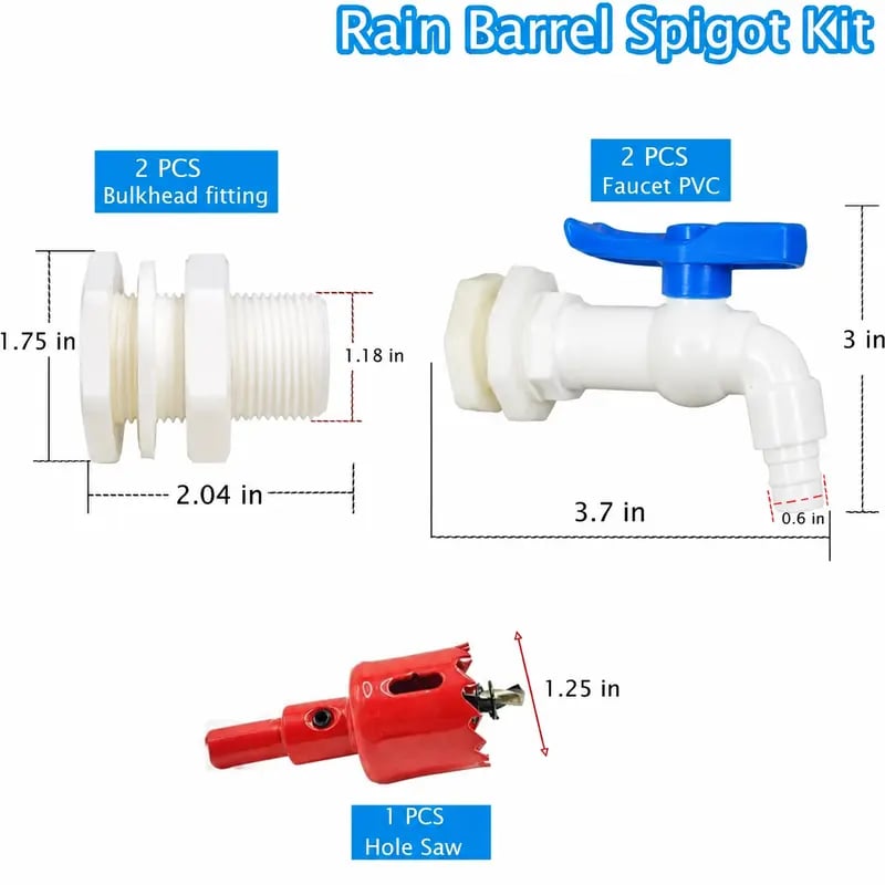 🚰 🔥 Limited Time 49% OFF | Rain Barrel Spigot Kit – 1/2' PVC Faucet Set