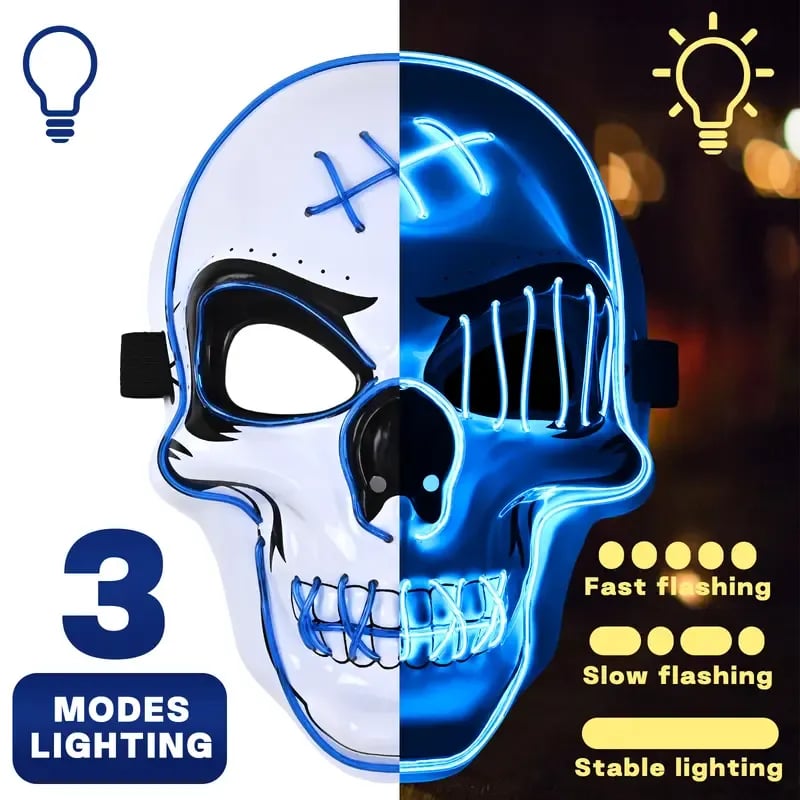 🎃Halloween Sale🎃Halloween Aesthetic LED Skull Mask - Plastic Cosplay Mask