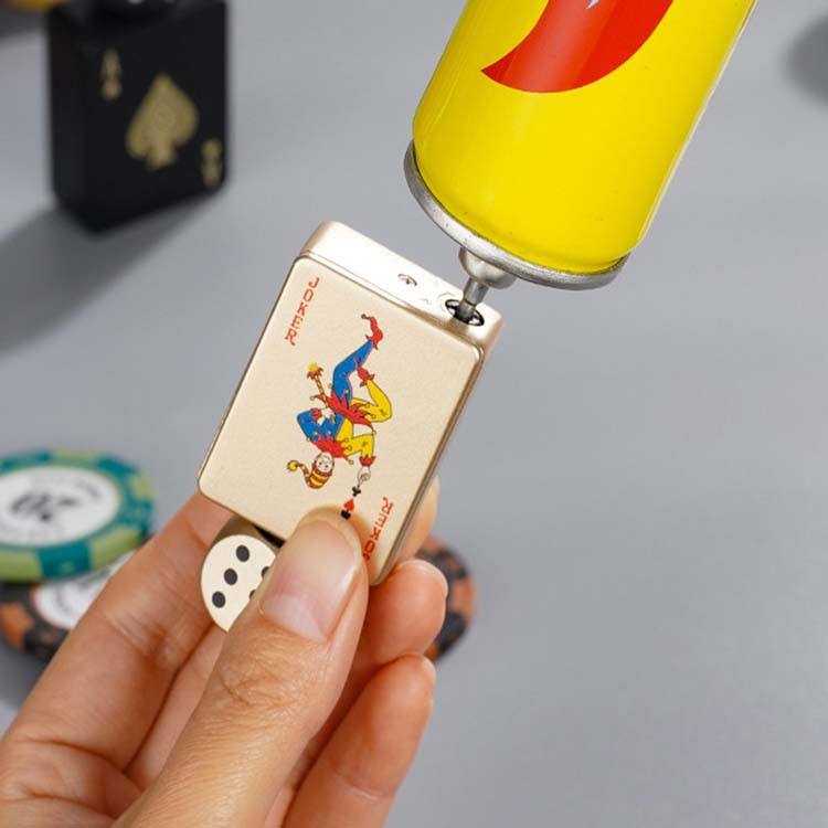 🎲Windproof Poker Dice Rotating Cigar Lighter, Butane Refill (Not Included)