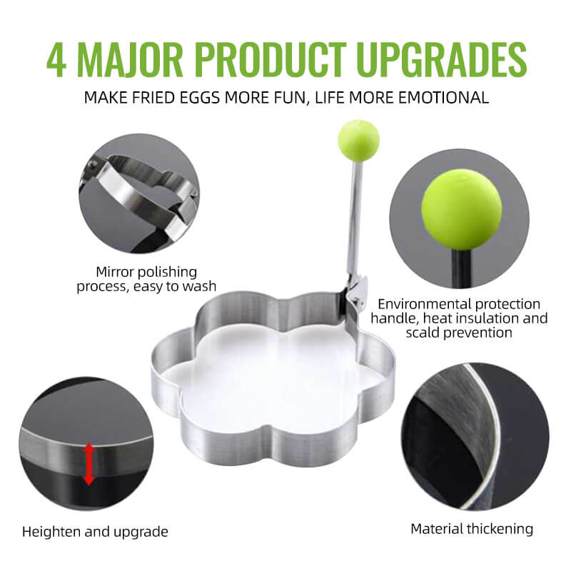 🍳 Stainless Steel Egg Rings and Pancake Molds 5 Shapes