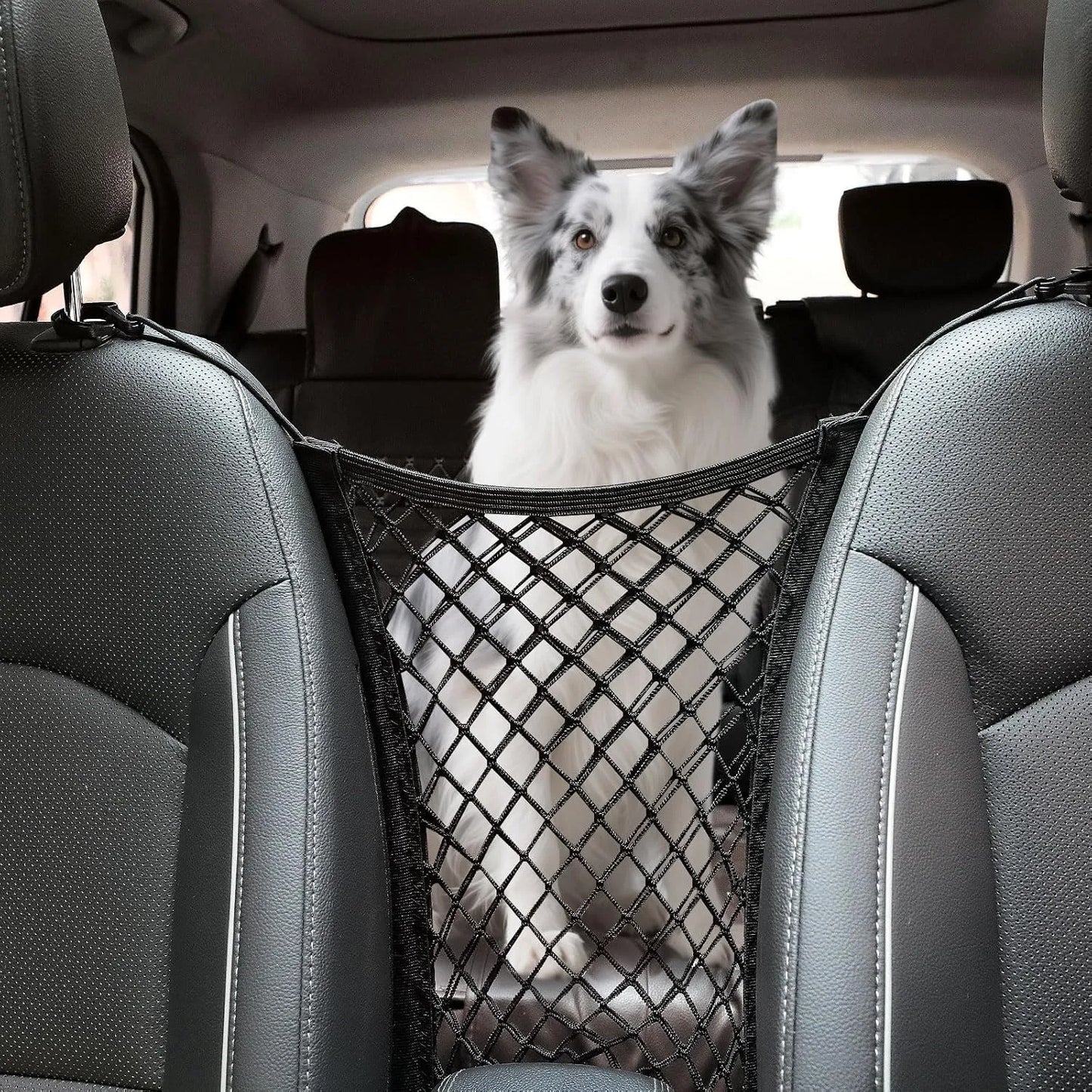 2(Pcs)Upgraded Stretch Car Seat Mesh Storage Net | Backseat Pet & Child Safety Barrier