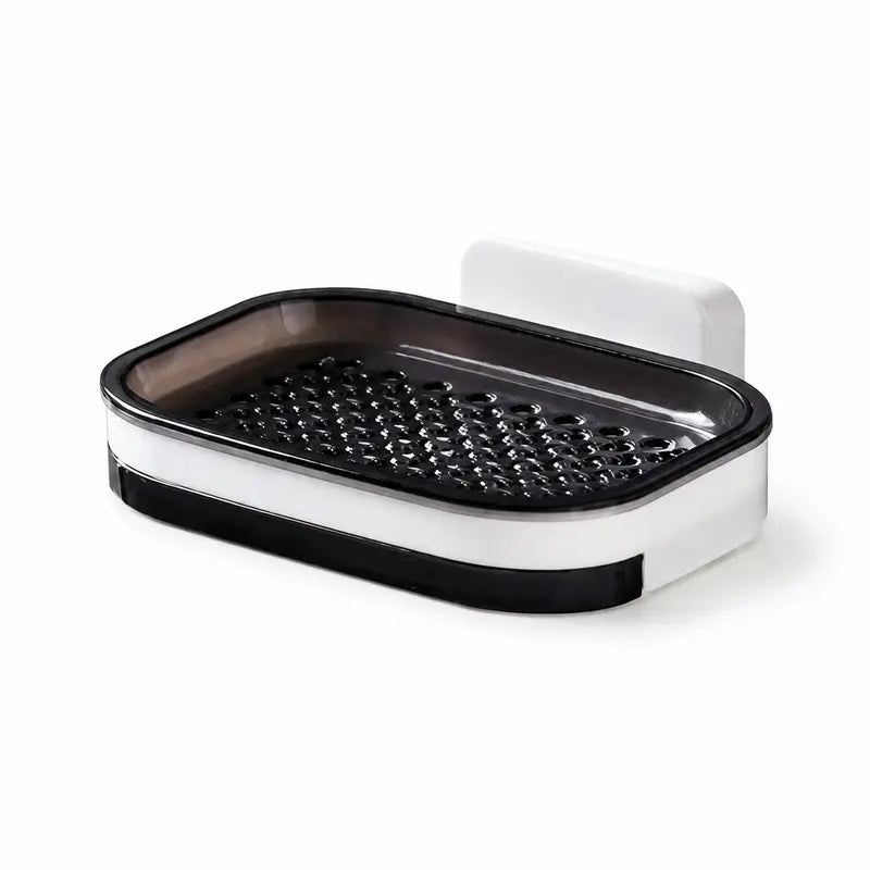 Wall-Mounted Double Soap Holder with Drain Tray – No-Drill Bathroom Organizer