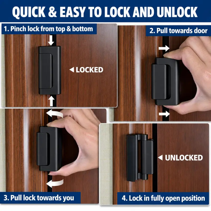 🔥Heavy Duty Door Reinforcement Lock | 800Lbs Anti-Kick Anti-Break-In Home Security Latch🔒