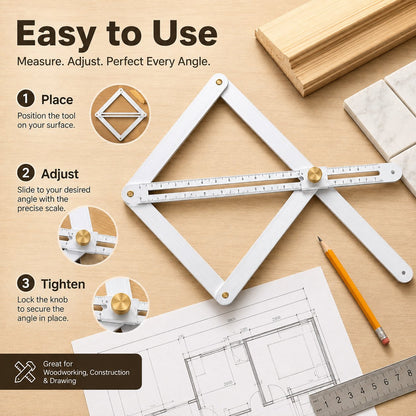 Adjustable Aluminum Angle Finder & Template Tool for Woodworking