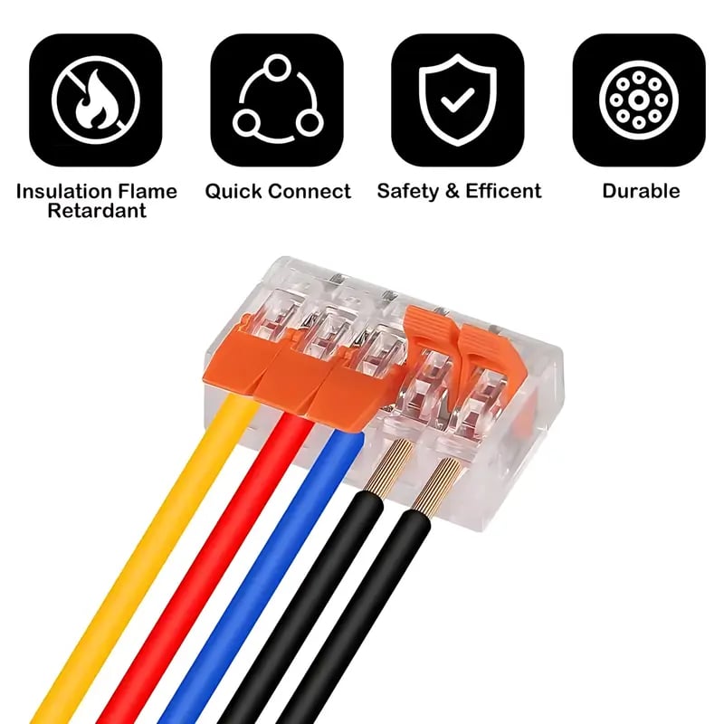 ⚡75 Pack Wire Quick Connectors | Reusable 2/3/5 Port Electrical Terminal Block Kit