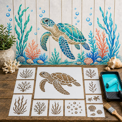 🔥 LAST DAY 49% OFF – 🐙Reusable Ocean Octopus Mural Stencil Set | Bring Plain Walls & Fences to Life with a Bold Underwater Scene 🌊🎨✨