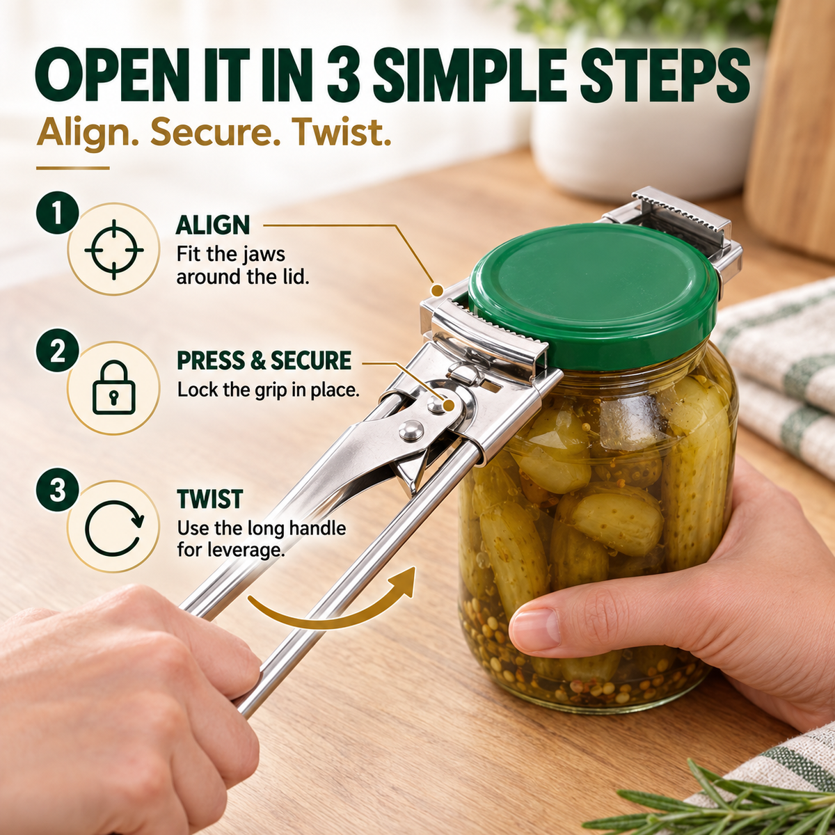 🫙 Adjustable Stainless Steel Jar Lid Opener – Long-Handle Easy-Grip Tool for Tight Jar Lids