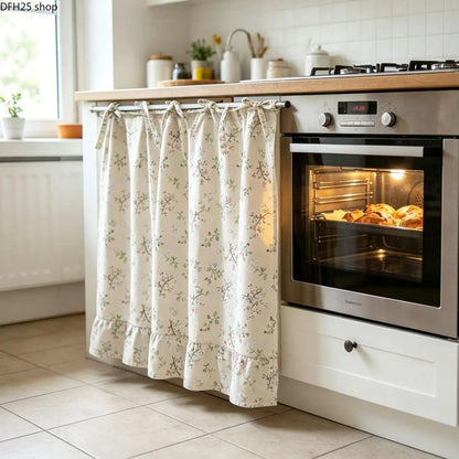 2026 Farmhouse-Style Stove Curtain, Gingham Grid Ruffle-Edge Tier Curtains, Rural Short Window Valance, Home Kitchen Dust Cover, Plaid Floral Window Treatments, Aesthetic House Decor, Unique Room Decor