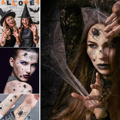 💀 Halloween Party Temporary Tattoos, Fun Face & Body Stickers for Kids & Adults🎃