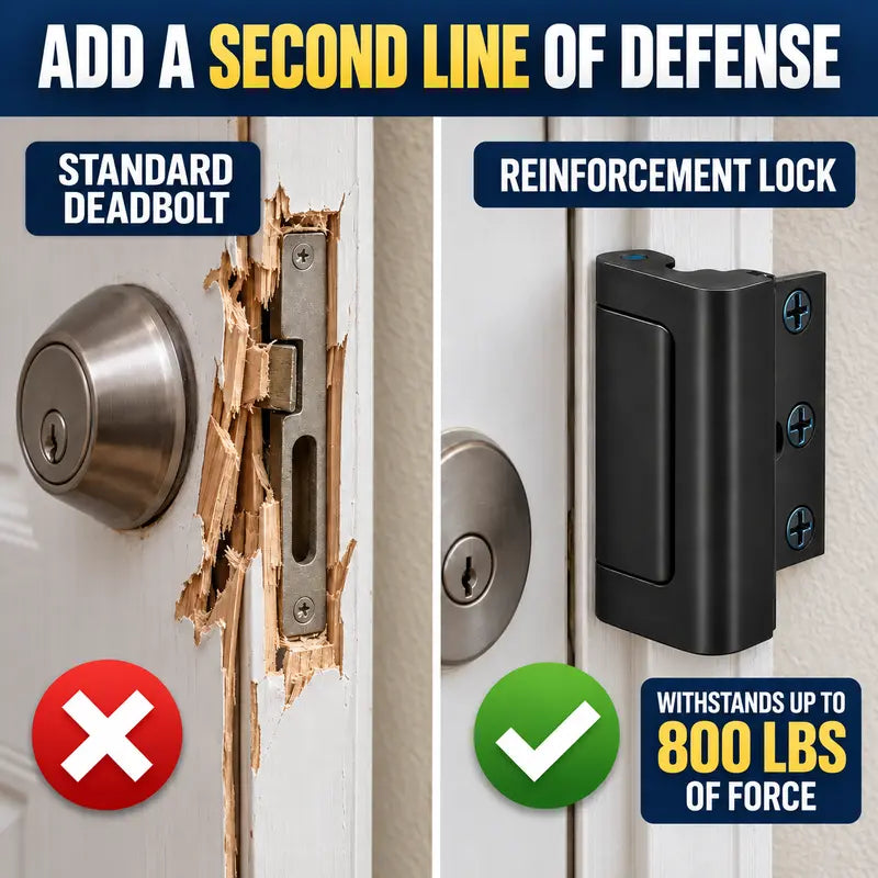 🔥Heavy Duty Door Reinforcement Lock | 800Lbs Anti-Kick Anti-Break-In Home Security Latch🔒