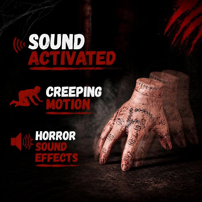 🎃Crawling Severed Hand Prop | Sound Activated Halloween Horror Decor👻