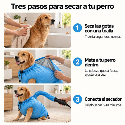 🐶 Quick-Drying Pet Drying Bag – Connects to Any Hair Dryer for a Faster, Cleaner & More Comfortable Drying Routine