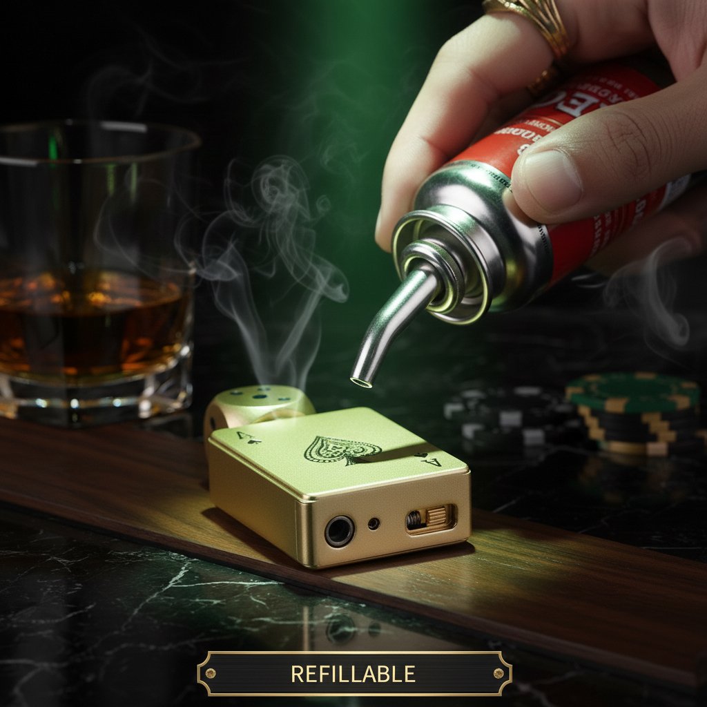 🎲Windproof Poker Dice Rotating Cigar Lighter, Butane Refill (Not Included)