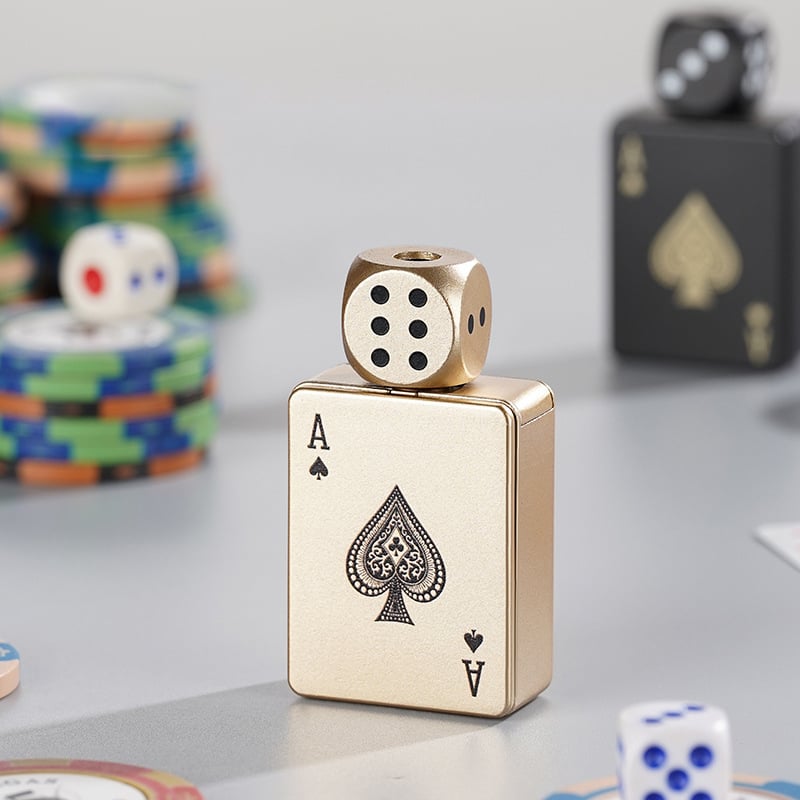 🎲Windproof Poker Dice Rotating Cigar Lighter, Butane Refill (Not Included)