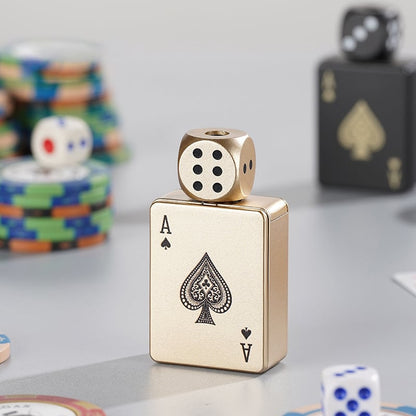 🎲Windproof Poker Dice Rotating Cigar Lighter, Butane Refill (Not Included)