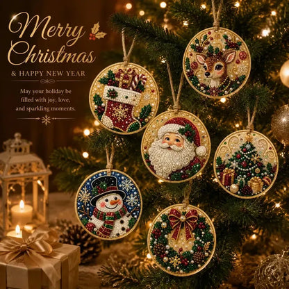 ⏳ Last Day 49% OFF – 🎄Beginner-Friendly Christmas Pearl & Gem Diamond Painting DIY Kit | 6 Festive Ornament Designs with Sparkling Pearls, Faceted Gems & 3D Layered Detail 💕