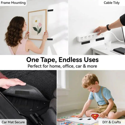 Heavy Duty Water-Resistant Reusable Self-Adhesive Double-Sided Hook-and-Loop Strips