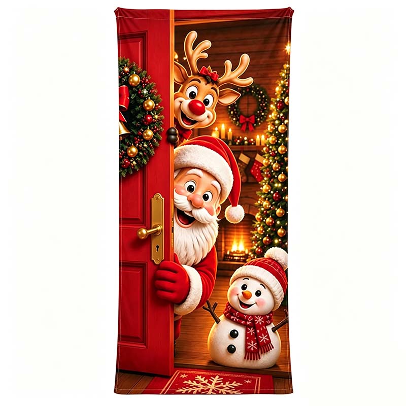 Christmas Door Cover - Stretch Fit Santa & Reindeer Door Decoration with 4-Side Elastic Edges🎅 - image 14