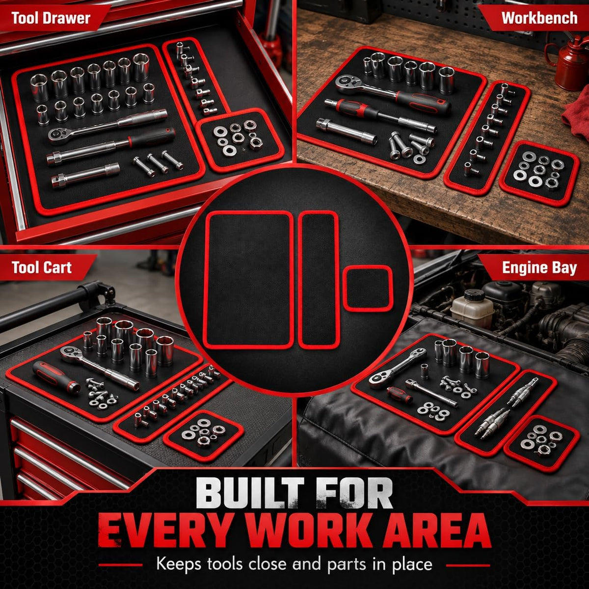 3 PCS Magnetic Tool Mat, Flexible Magnetic Tool Mat