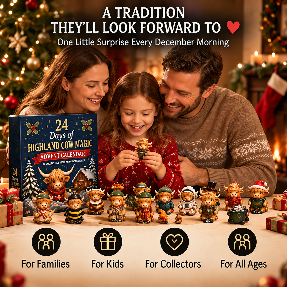 ⏳ Last Day 49% OFF –🐮24-Day Highland Cow Advent Calendar